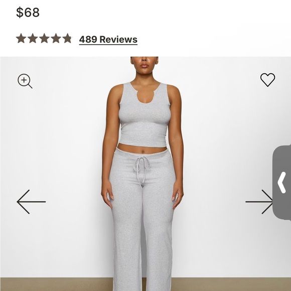 SKIMS cotton jersey straight leg pants heather grey